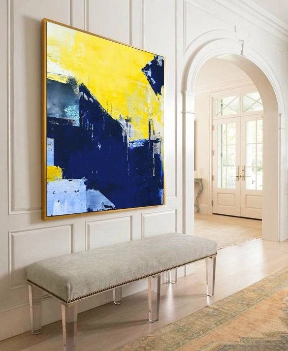 Dining Blue Office Entryway Abstract Canvas Artwork DEV75 wall art